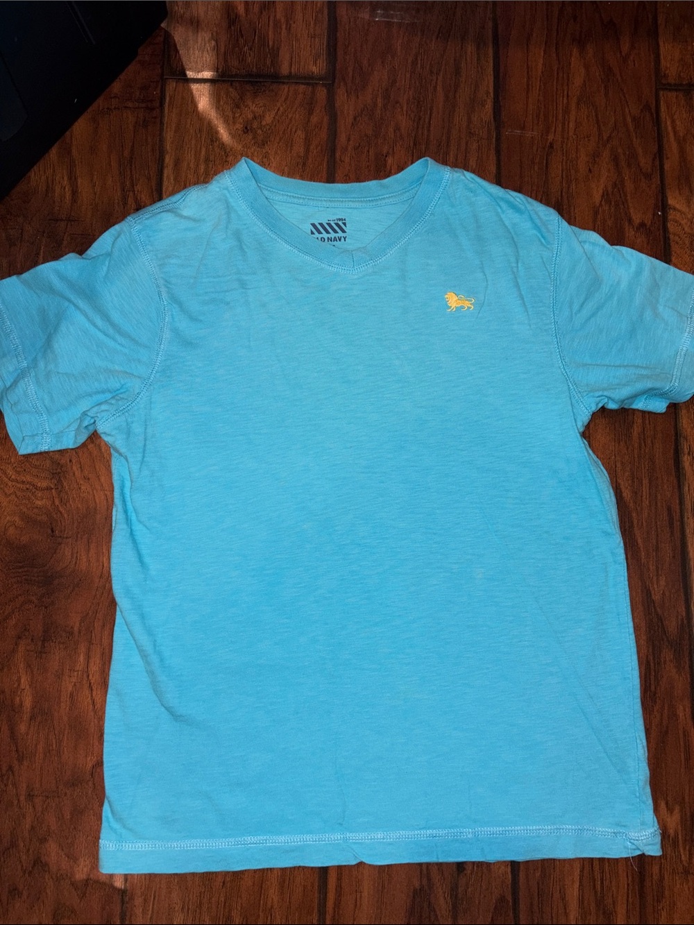 Old Navy Boys  Short‑Sleeve Crew Tee in Bright Aqua with Yellow Logo